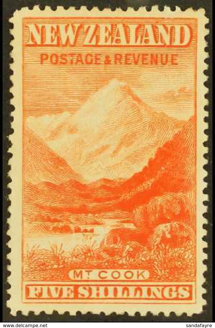 1898  5s Vermilion, Mt Cook, No Wmk, Perf 15, SG 259, Very Fine, Well Centred Mint. For More Images, Please Visit Http:/ - Sonstige & Ohne Zuordnung