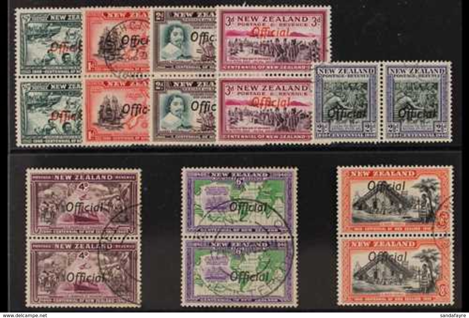 OFFICIALS  1940 Centennial Complete Set Of "ff" JOINED Varieties, SG O141a/O149a, Very Fine Used, Each In A Pair With No - Sonstige & Ohne Zuordnung