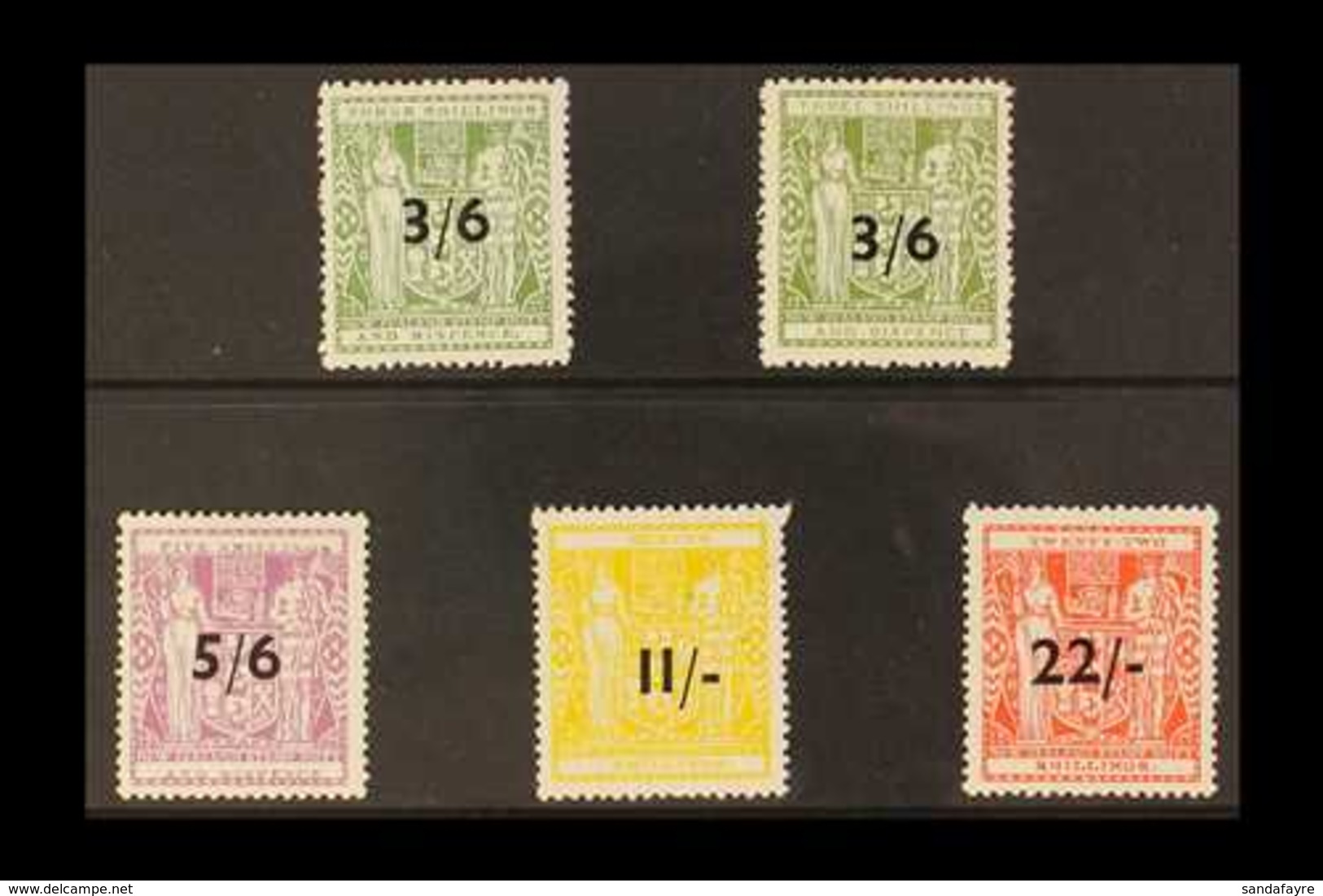 POSTAL FISCAL  1940-53 Surcharged Set To 22/- On 22s, SG F212/216, Very Fine Mint (5 Stamps) For More Images, Please Vis - Sonstige & Ohne Zuordnung