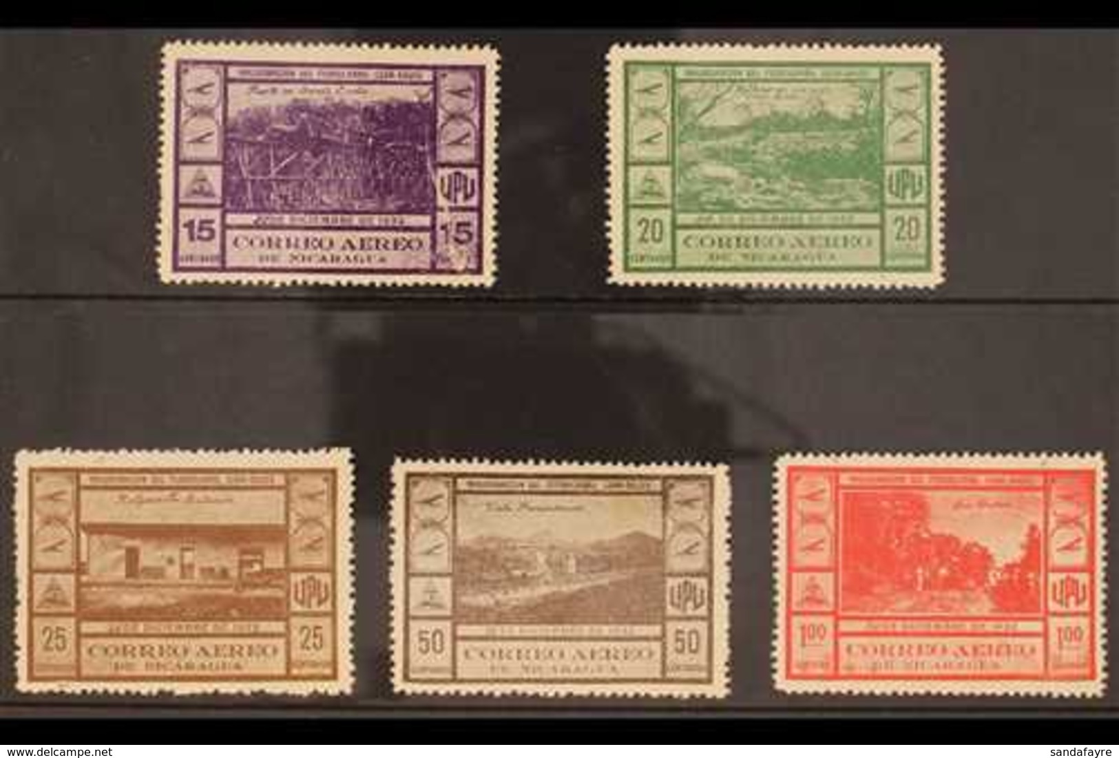 1932  Leon-Sauce Railroad Complete Air Set, SG 744/748 Or Scott C72/76, Very Fine Unused Without Gum As Issued. (5 Stamp - Nicaragua