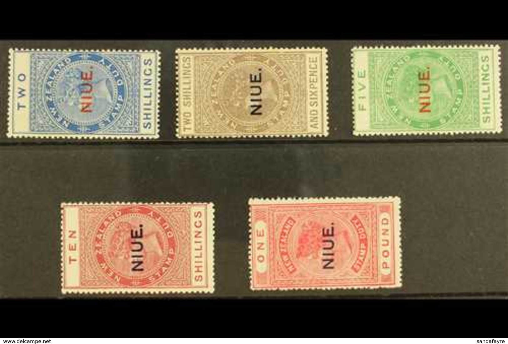 1918-29  Tall 2s To £1 Postal Fiscals, SG 33/37, Fine Mint. (5) For More Images, Please Visit Http://www.sandafayre.com/ - Niue