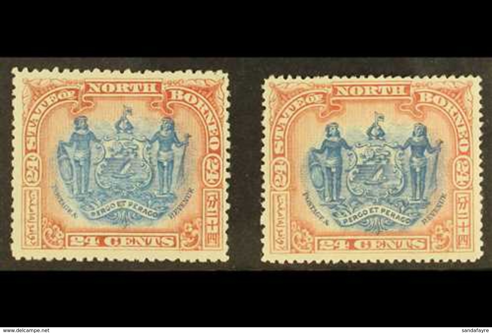 1897  CORRECTED INSCRIPTIONS 24c Perf 13½-14, SG 111, Plus 24c Perf 14½-15, SG 111b, Fine Mint. (2 Stamps) For More Imag - Nordborneo (...-1963)