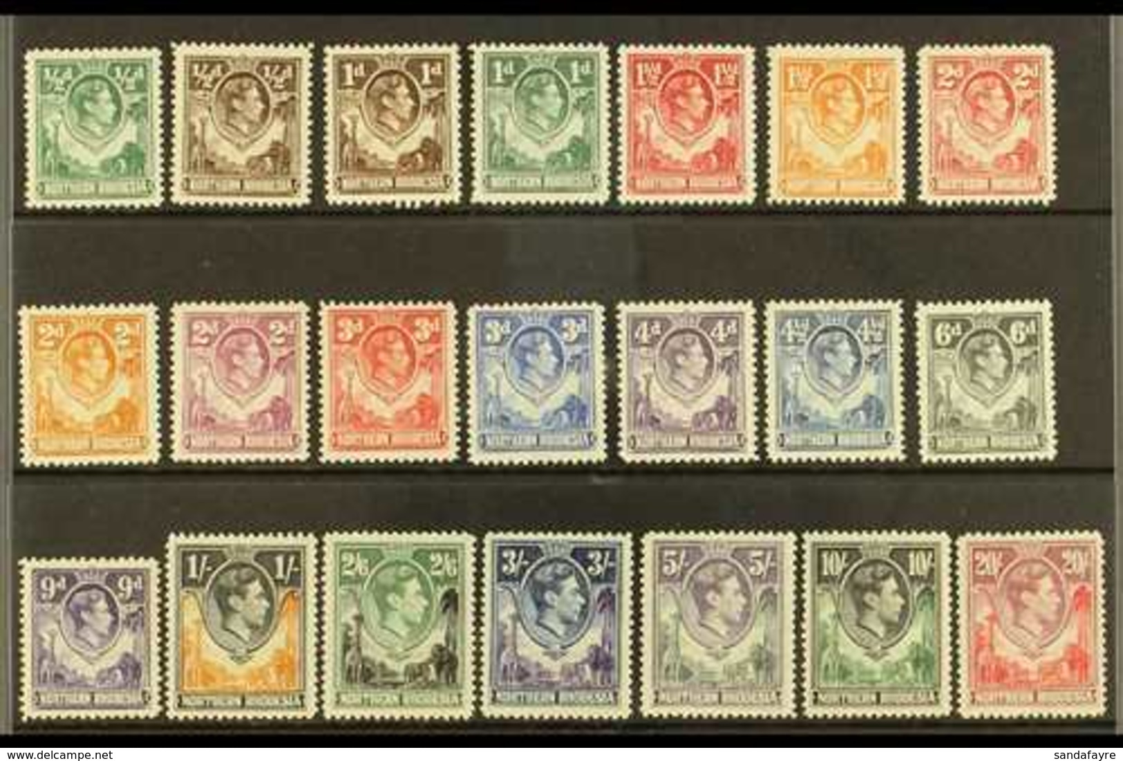 1938-52  KGVI Definitive Set, SG 25/45, Fine Mint (21 Stamps) For More Images, Please Visit Http://www.sandafayre.com/it - Rodesia Del Norte (...-1963)