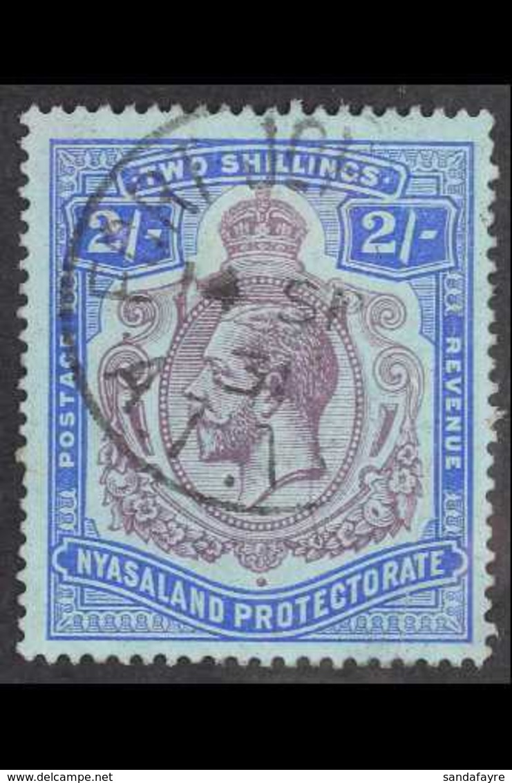 1921-33  2s Purple And Blue / Pale Blue With NICK IN TOP RIGHT SCROLL, SG 109c, Very Fine Used. For More Images, Please  - Nyassaland (1907-1953)