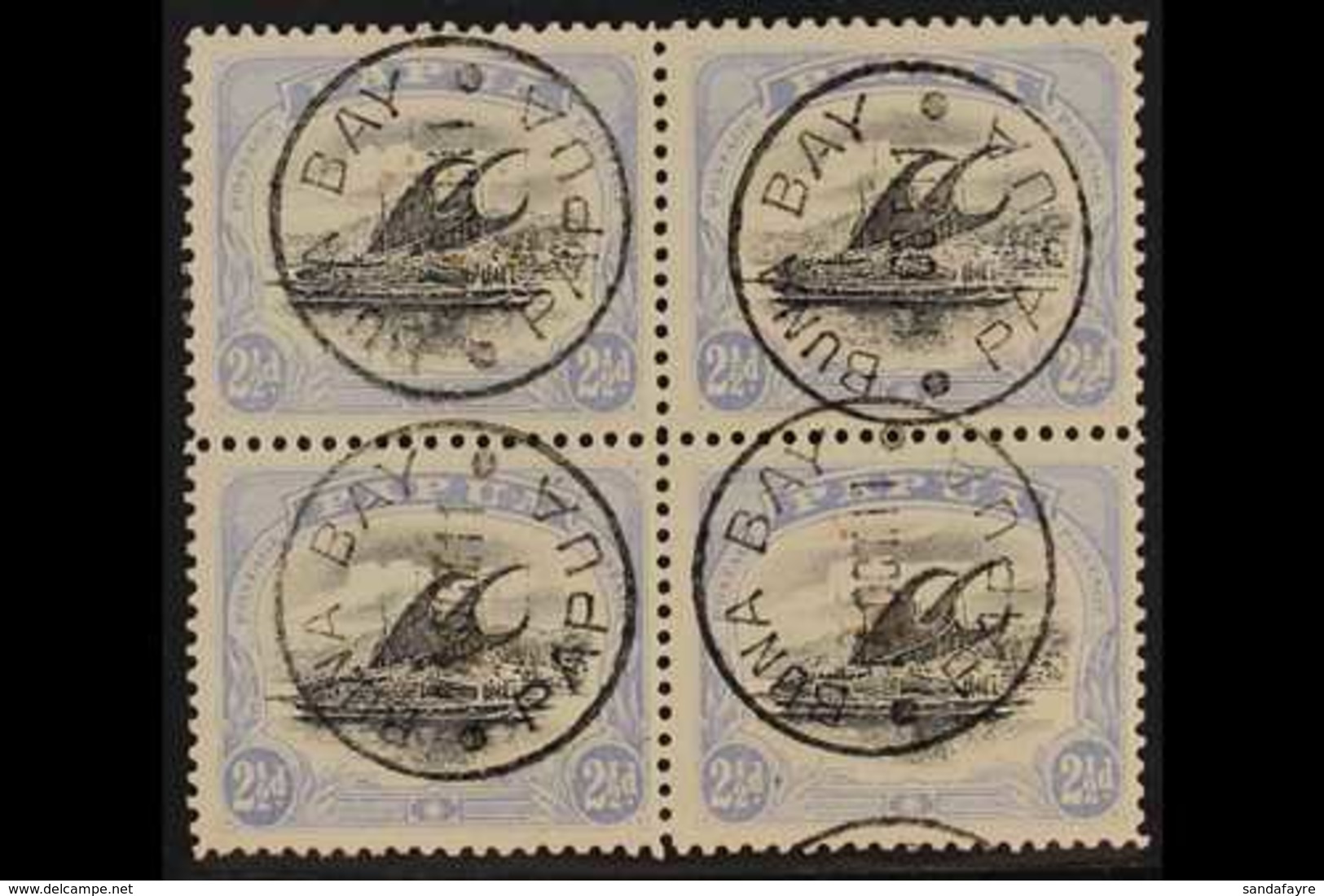 1907-11  2½d Black & Pale Ultramarine Lakatoi Wmk Sideways Perf 11, SG 51a, Fine Cds Used BLOCK Of 4 (positions 17-18 &  - Papua-Neuguinea