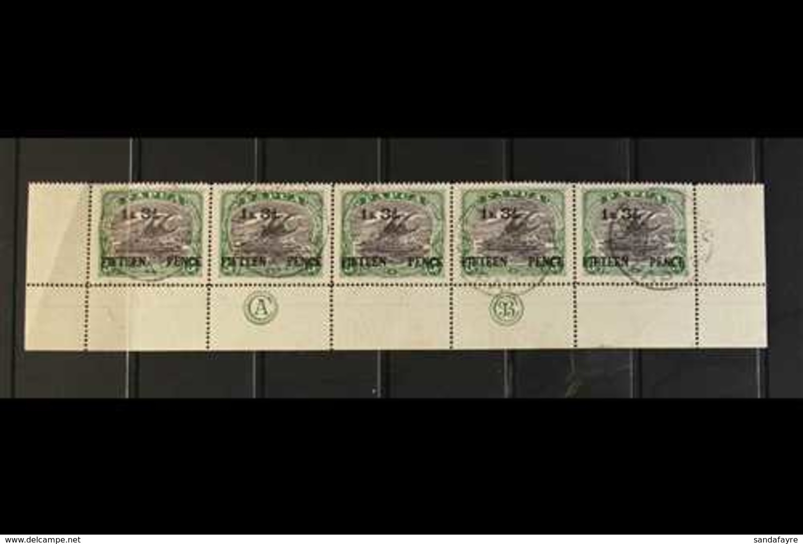 1931  1s3d On 5s Black And Deep Green, SG 123, Complete Lower Row Of The Sheet Showing JBC Imprint, Fine Port Moresby Cd - Papua-Neuguinea