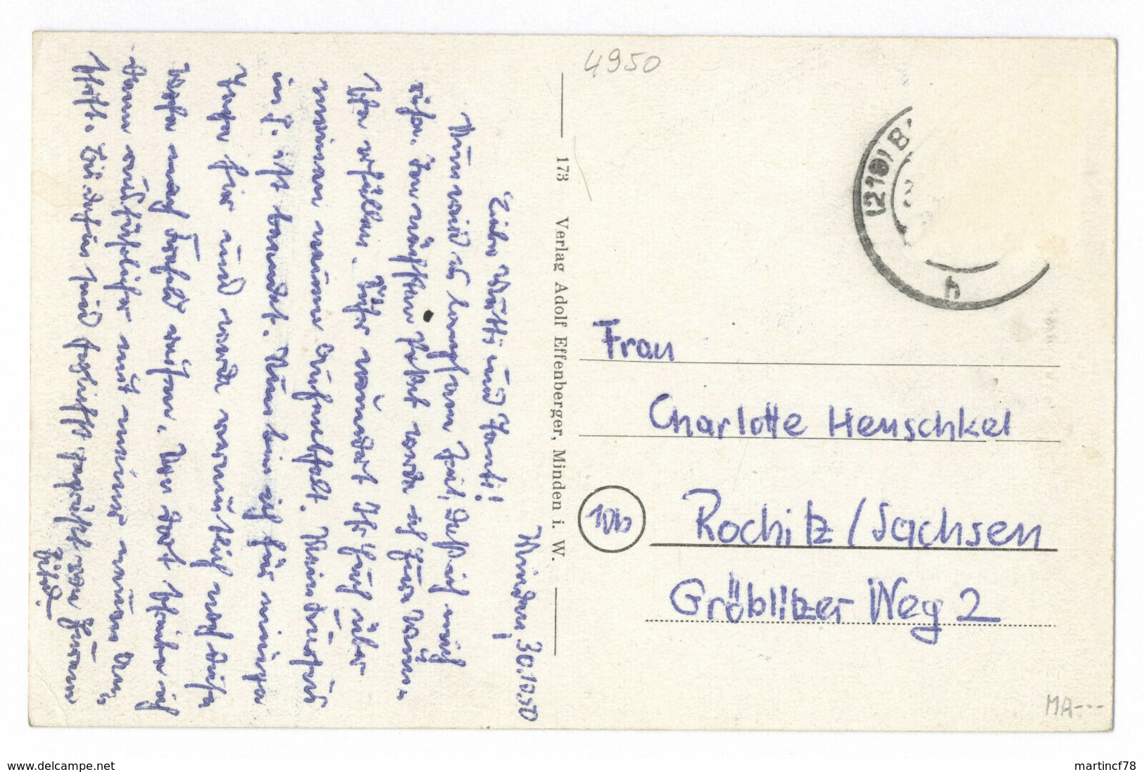 Minden I.W. Blick Auf Weserbrücke 1950 Postkarte Ansichtskarte - Minden