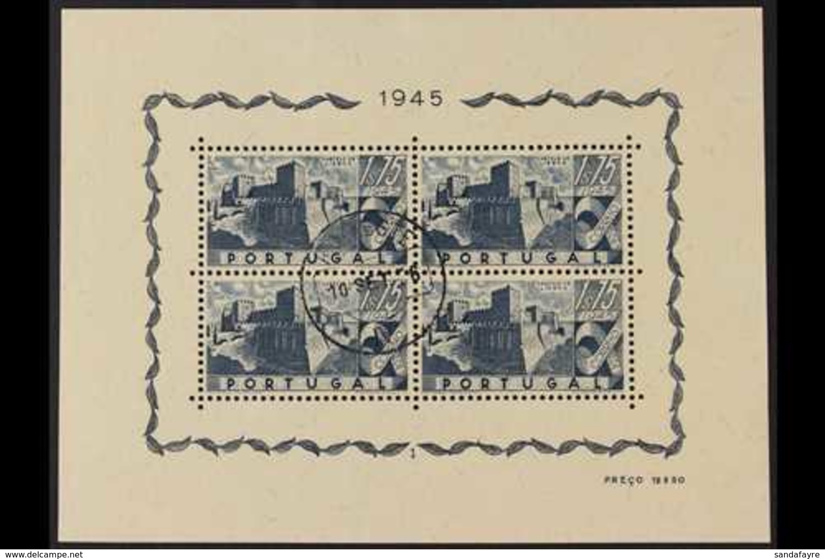 1945  Portuguese Castles Miniature Sheet, SG 996a, Mi Block 10, Very Fine Cds Used For More Images, Please Visit Http:// - Sonstige & Ohne Zuordnung