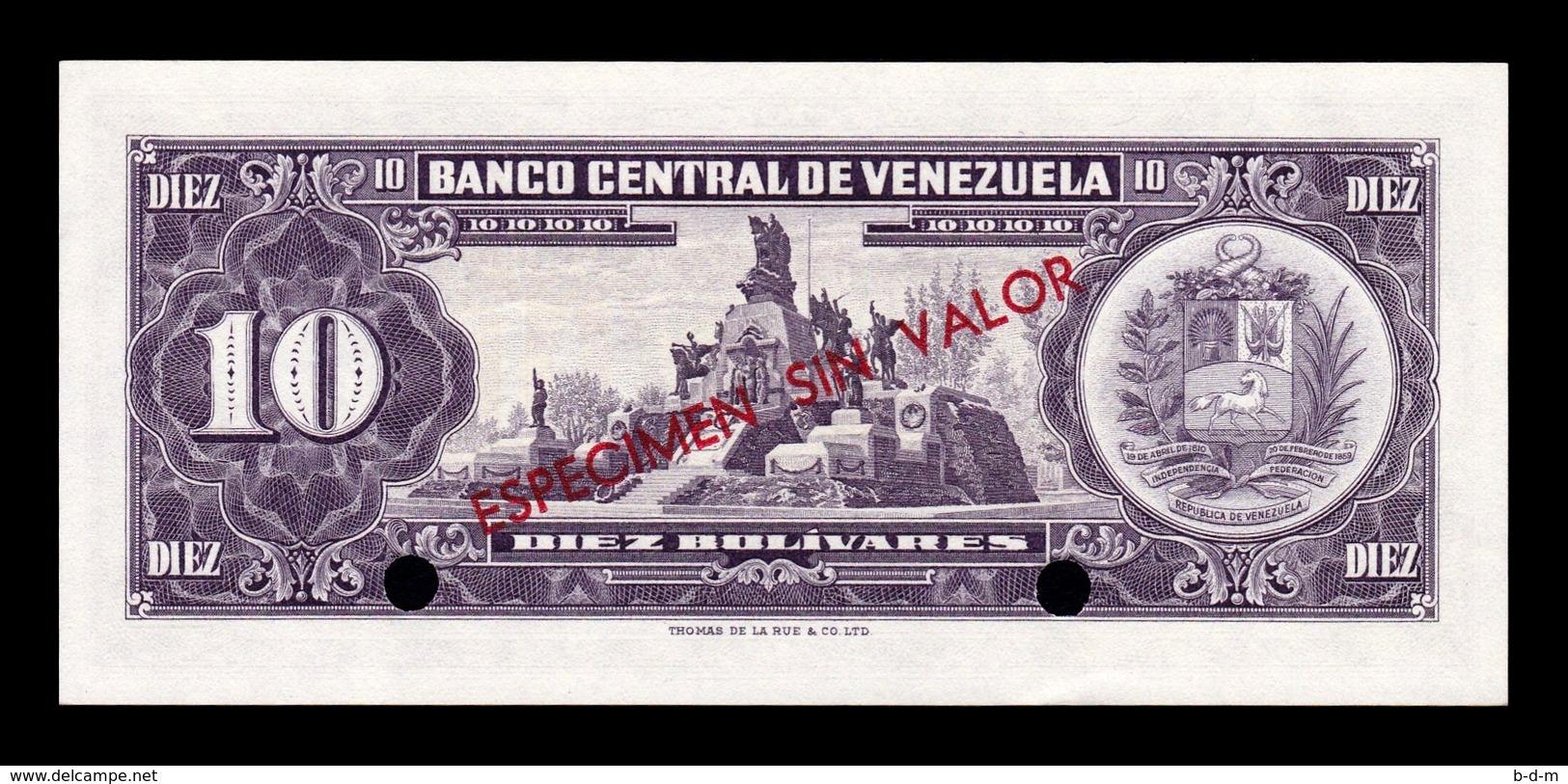 Venezuela 10 Bolívares 1963 Pick 45s Specimen SC UNC - Venezuela