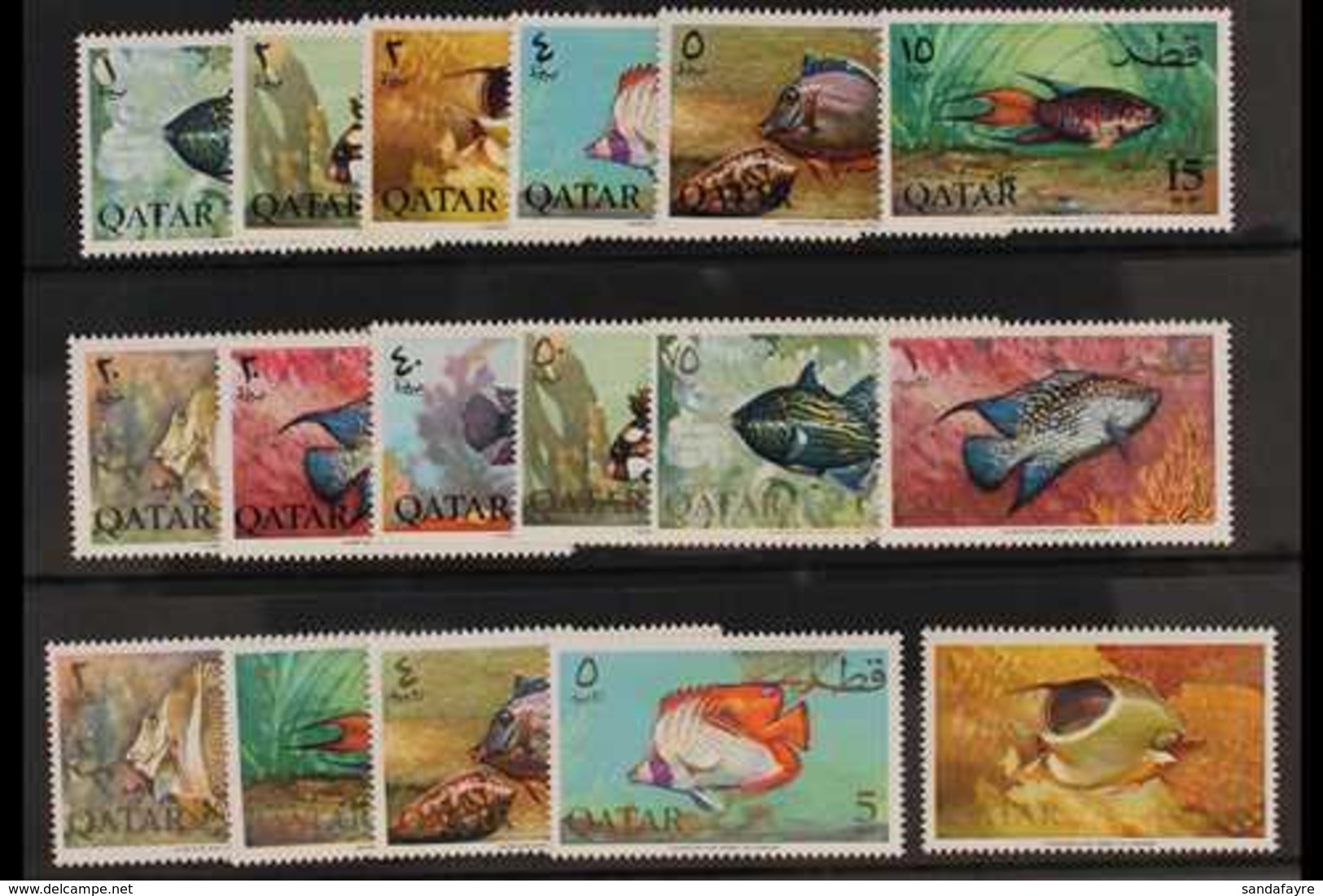 1965  Fish Of The Arabian Gulf Complete Definitive Set, SG 70/86, Never Hinged Mint. (17 Stamps) For More Images, Please - Qatar