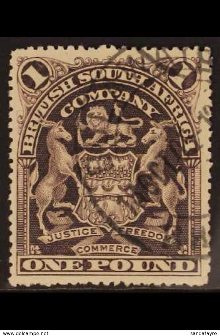 1898-1901  £1 Greyish Red-purple Arms, Perf. 15½, SG 90, Fine Cds Used.  For More Images, Please Visit Http://www.sandaf - Sonstige & Ohne Zuordnung