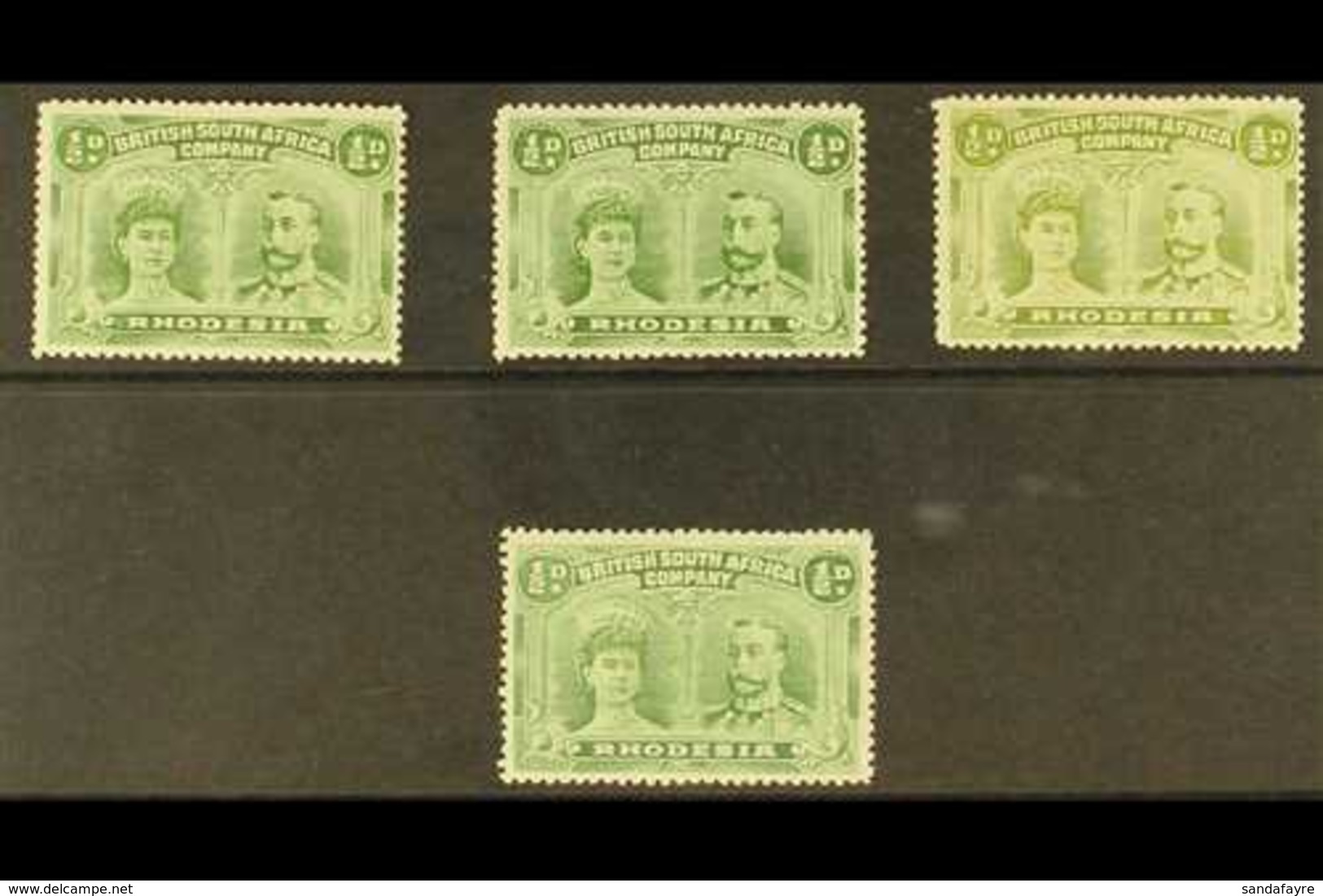 1910  ½d Green Shades, 4 Different "Double Heads", SG 119 - 122, Fine To Very Fine Mint. (4 Stamps) For More Images, Ple - Sonstige & Ohne Zuordnung