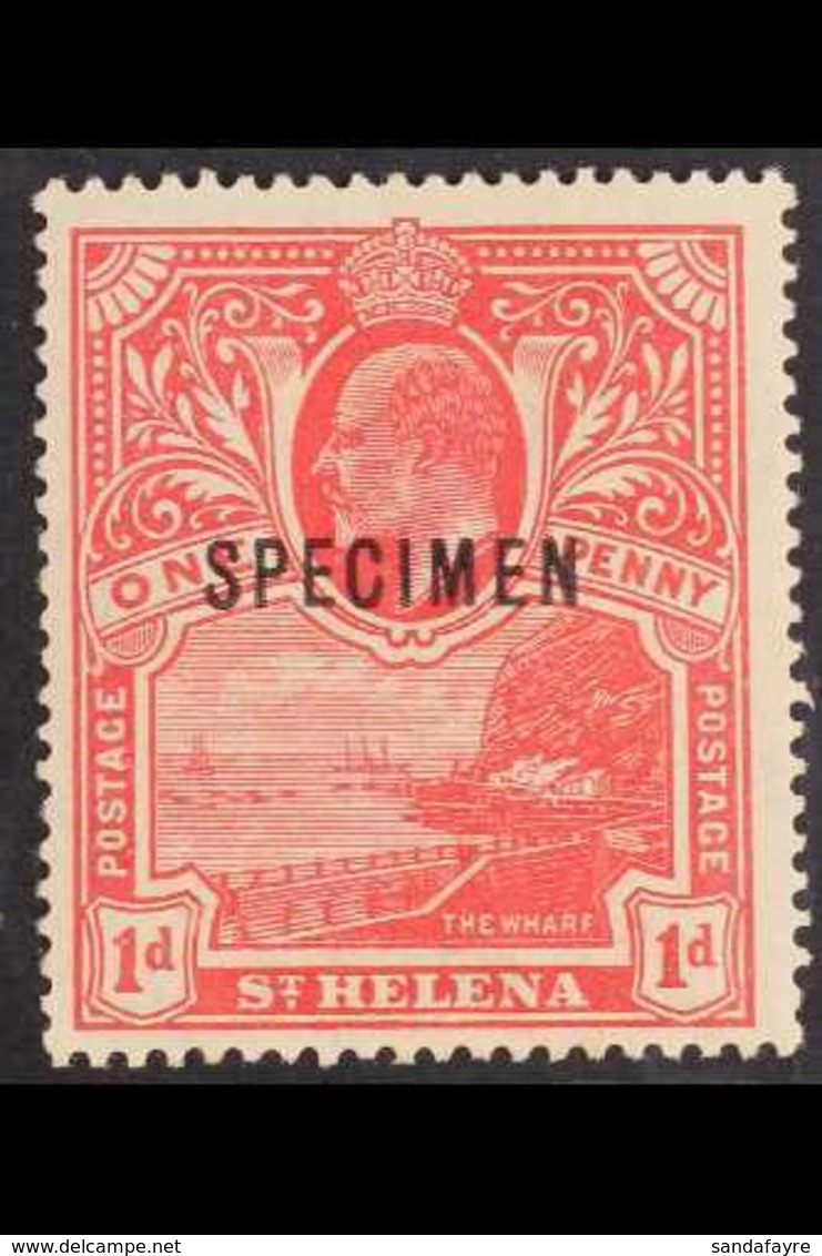 1911 UNISSUED  1d Red "The Wharf", MCA Wmk, Overprinted "SPECIMEN", Prepared For Use But Never Issued, SG 71s, Fine Mint - St. Helena