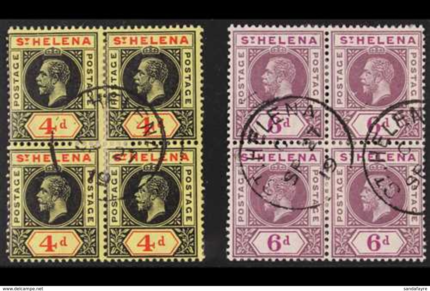 1913 BLOCKS OF 4.  KGV Definitive Set, SG 85/86 As BLOCKS OF 4, Fine Used (2 Blocks = 8 Stamps) For More Images, Please  - St. Helena