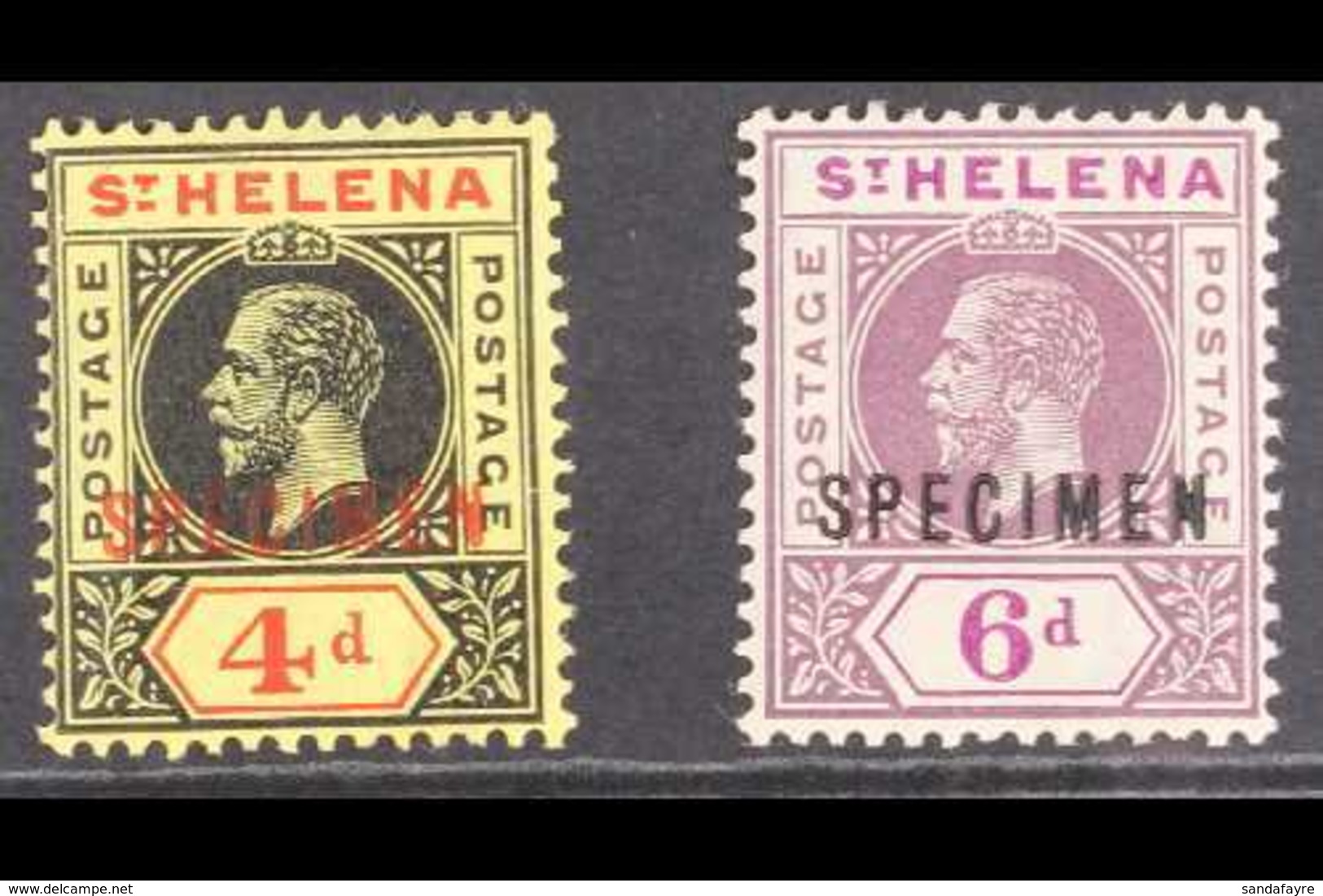 1913  KGV Definitive Set Overprinted "SPECIMEN", SG 85s/86s, Very Fine Mint (2 Stamps) For More Images, Please Visit Htt - St. Helena