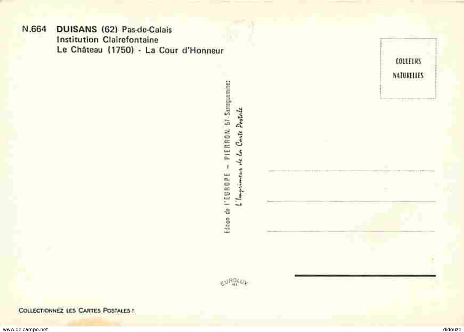 62 - Duisans - Institution Clairefontaine - Le Château - La Cour D'honneur - Carte Neuve - Voir Scans Recto-Verso - Sonstige & Ohne Zuordnung