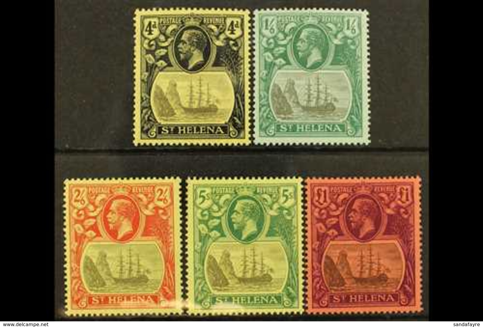 1922-37  Multi CA Watermark Set, SG 92/96, Fine Mint (5 Stamps) For More Images, Please Visit Http://www.sandafayre.com/ - St. Helena