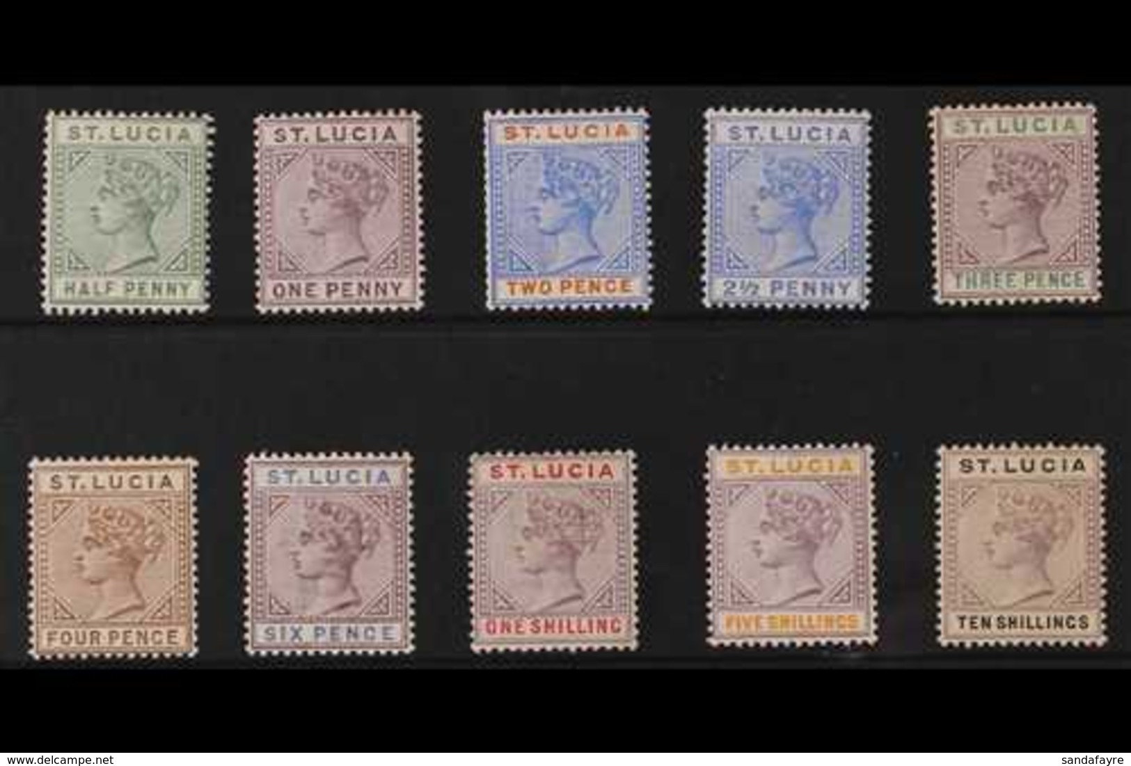 1891-98  Complete Queen Victoria Definitive Set, Die II, Watermark Crown CA, SG 43/52, Fine Mint (10 Stamps) For More Im - St.Lucia (...-1978)