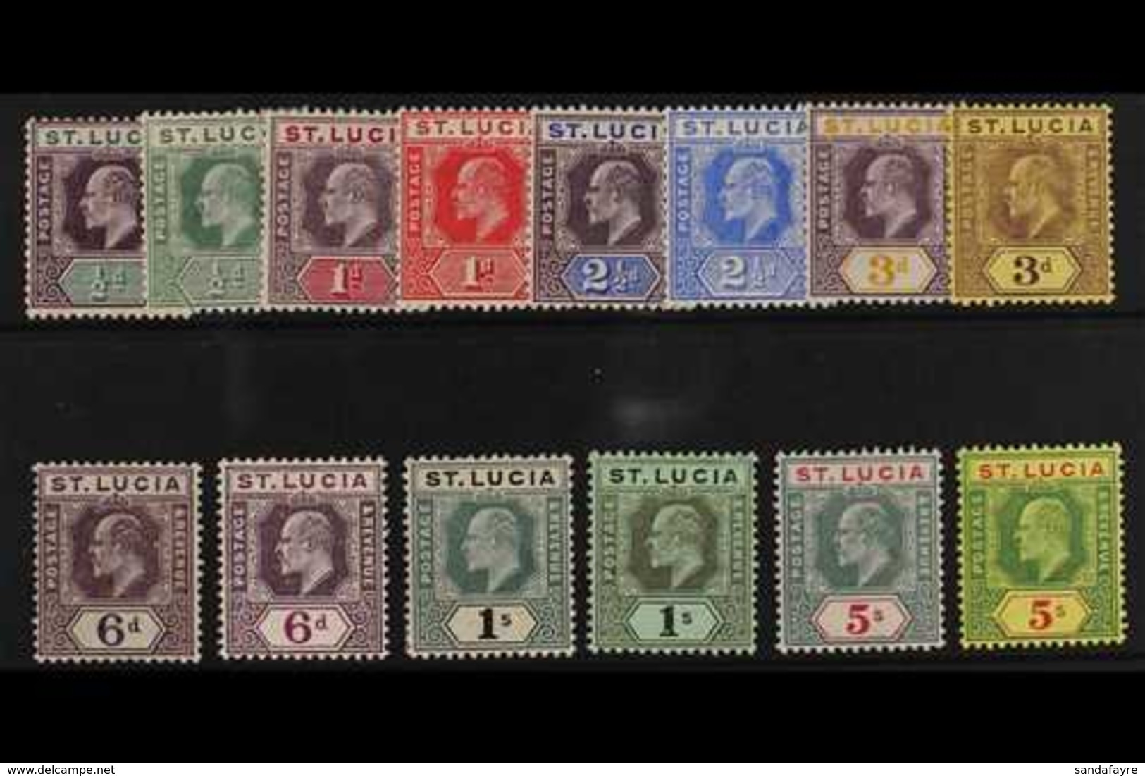 1904-10  Complete King Edward VII Definitive Set, SG 64/77, Fine Mint (14 Stamps) For More Images, Please Visit Http://w - St.Lucia (...-1978)