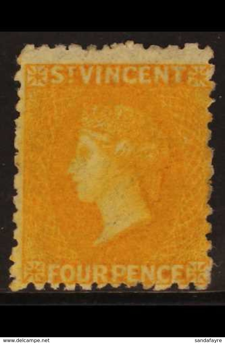 1869  4d Yellow, No Wmk, P 11 To 12½, SG 12, Mint With Large Part OG, Signed Raybauldi. For More Images, Please Visit Ht - St.Vincent (...-1979)