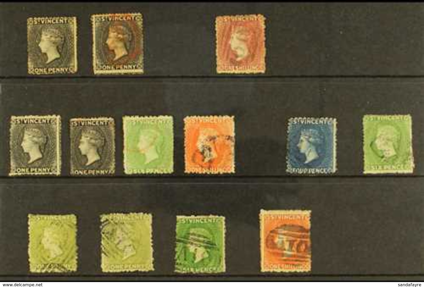 1871-80 FINE USED CLASSIC SELECTION  Includes 1871 1d (2, One Unused), 1872 1s Rose-red Used, 1875-78 Perf 11 To 12½ X 1 - St.Vincent (...-1979)