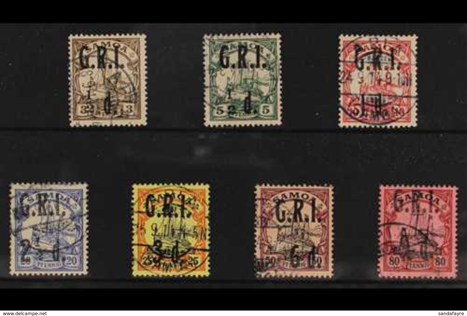 1914 NEW ZEALAND OCCUPATION  A Fine Used Group Of The Surcharged "Kaiser Yacht" Issues That Includes ½d On 3pf Brown, ½d - Samoa (Staat)