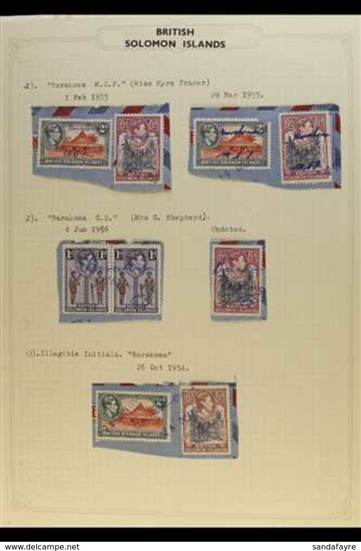 1954-56 CANCELLATIONS COLLECTION  An Interesting Selection Of KGVI Issues On Ten "Pieces"bearing Manuscript Cancels Or S - Salomonen (...-1978)