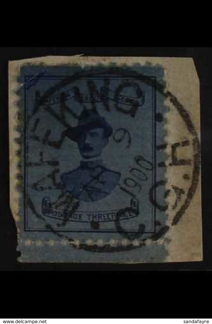 MAFEKING  1900 3d Pale Blue On Blue, Small Format Baden-Powell, SG 20, Marginal Fine Used On Piece With Full Mafeking Cd - Ohne Zuordnung