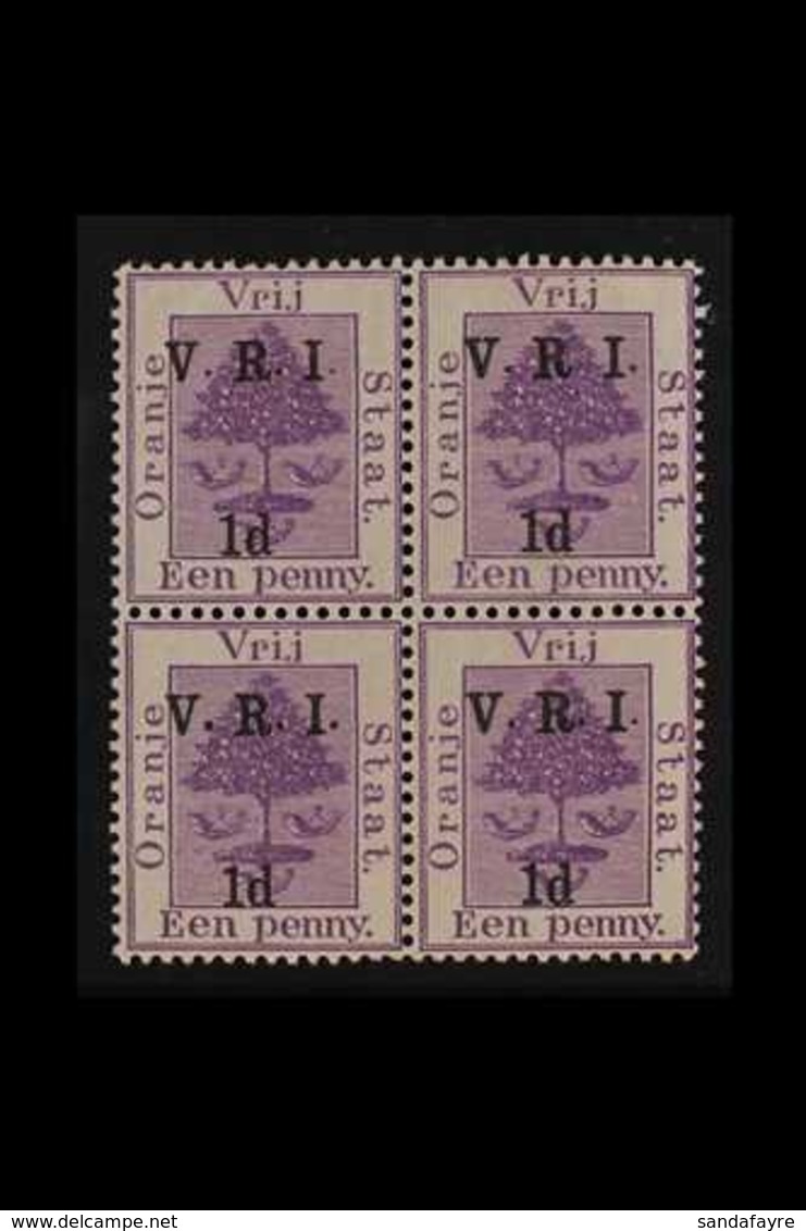 ORANGE FREE STATE  1d On 1d Purple, Block Of 4, SG 102 One Stamp Showing The Variety "no Stop After R", SG 102c, Very Fi - Ohne Zuordnung