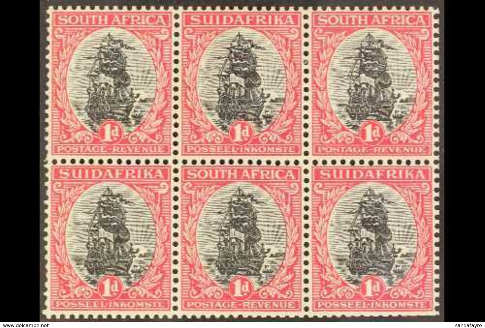 1926-27  1d Black And Carmine, Perf 13½ X 14, Wmk Inverted (ex 1927 Booklet), SG 31ew, BLOCK OF SIX Fine Mint. Scarce Bl - Ohne Zuordnung