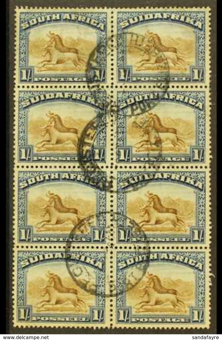 1927-30  1s Brown & Deep Blue, Perf 14x13½, BLOCK OF EIGHT (2x4), SG 36a, Some Light Staining, Otherwise Fine Used With  - Ohne Zuordnung