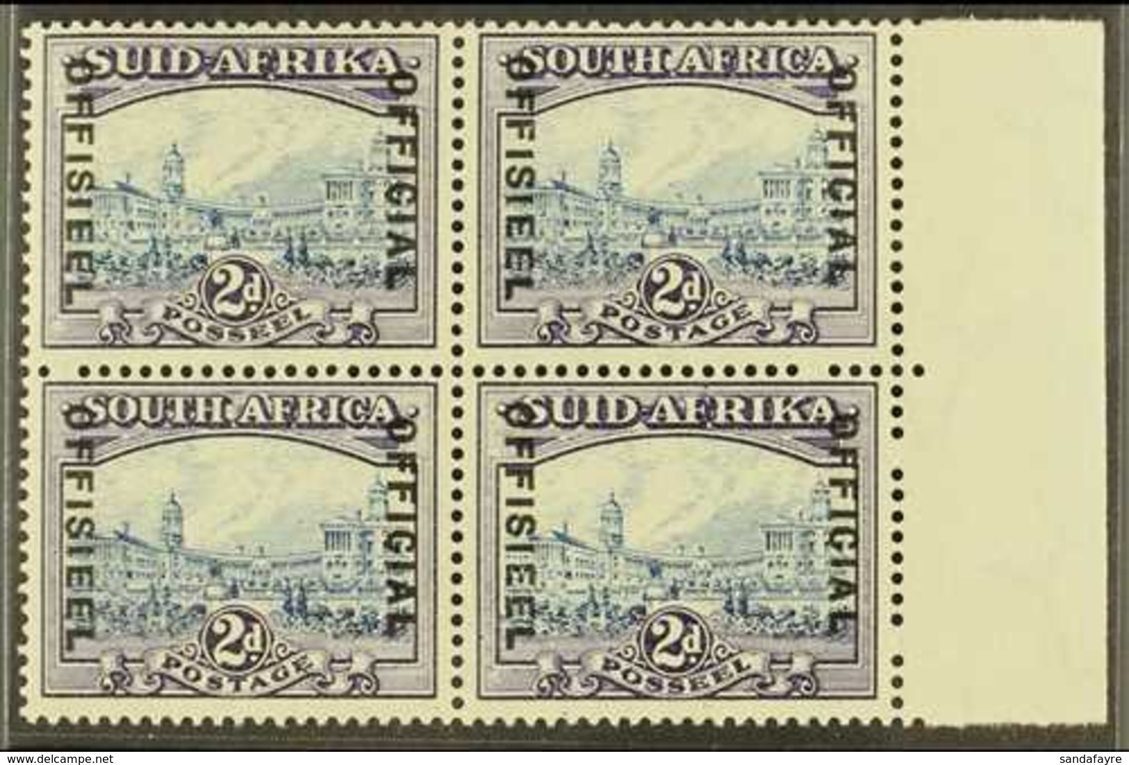 OFFICIAL  1939 2d Blue And Violet (20mm Between Lines Of Overprint), SG O23, Right Marginal BLOCK OF FOUR Very Fine Mint - Ohne Zuordnung