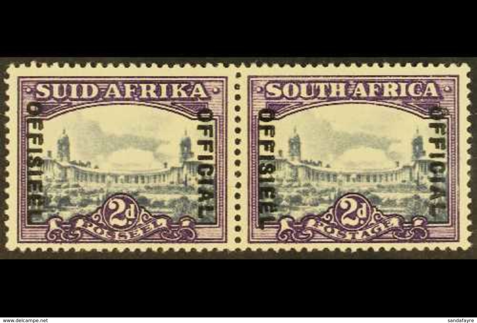 OFFICIAL  1947-49 2d Slate And Deep Lilac With DIAERESIS Over Second "E" Of "OFFISIEEL", SG O36a, Horizontal Pair Very F - Ohne Zuordnung