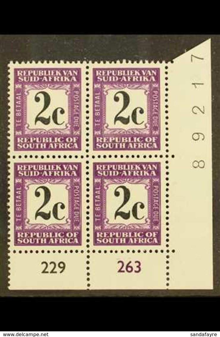 POSTAGE DUE  1971 2c Black & Deep Reddish Violet, Perf.14, Cylinder Block Of 4, SG D71, Never Hinged Mint. For More Imag - Ohne Zuordnung