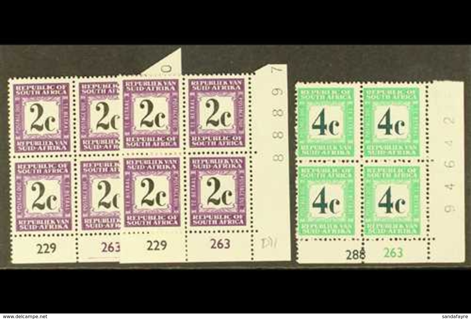 POSTAGE DUES  1971 2c Both Languages & 4c Perf.14 Issues, CYLINDER BLOCKS OF FOUR, SG D71/4, 4c Few Split Perfs, Otherwi - Ohne Zuordnung