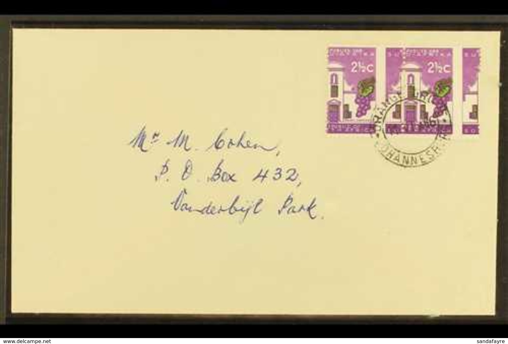 RSA VARIETY  1963-7 2½c Bright Reddish Violet & Emerald, Wmk RSA, GROSSLY MISPERFORATED PAIR On Cover, SG 230a, Neat ORA - Ohne Zuordnung