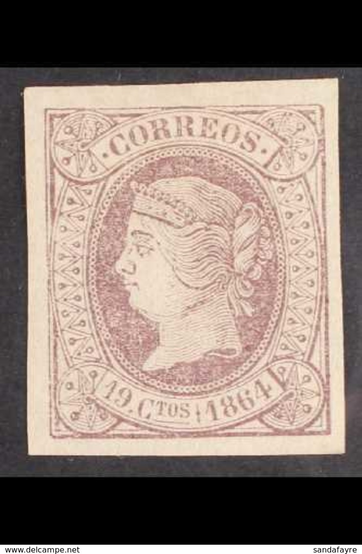 1864  19c Lilac On Lilac (Edifil 66, Scott 64, SG 78), 4 Large Margins, Very Fine Mint. With COMEX Photo-certificate. Fo - Other & Unclassified