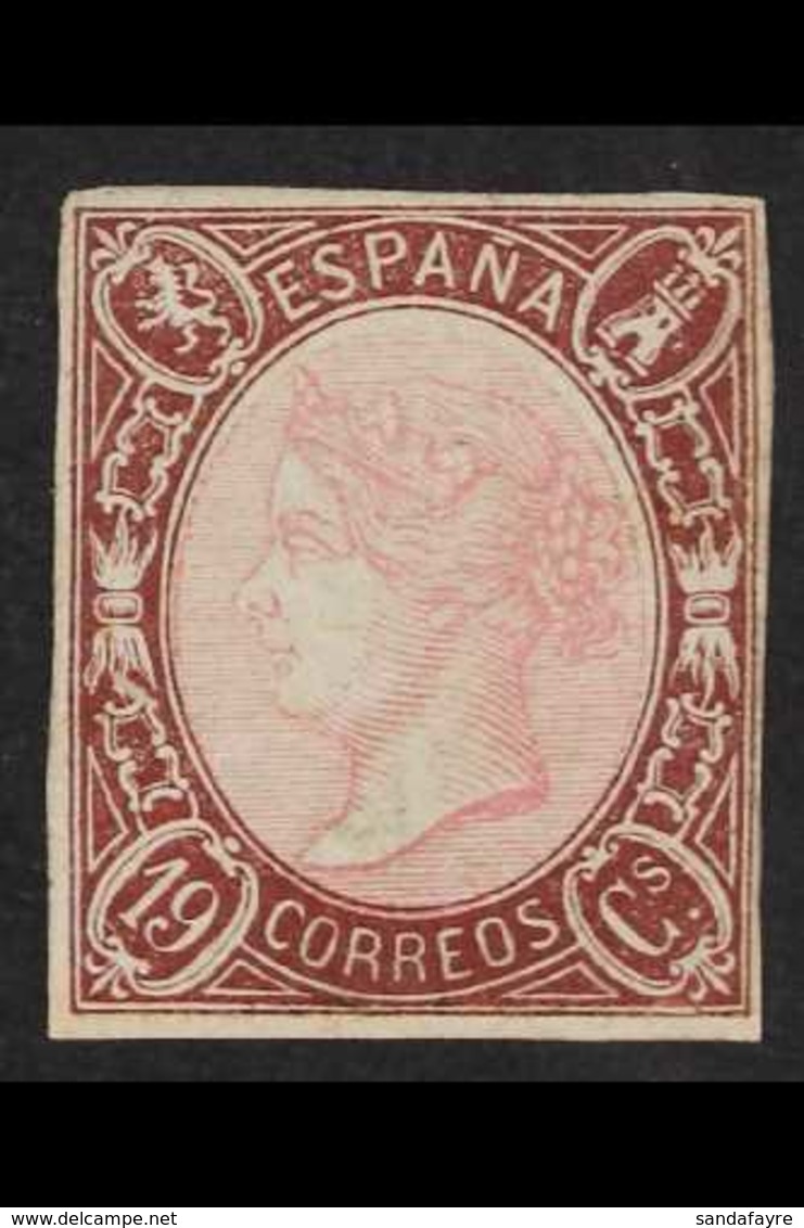 1865  Imperf 19c Rose And Brown (Edifil 71, Scott 70, SG 83), 4 Clear Margins, Very Lightly Hinged Mint. Expertized (A.R - Other & Unclassified