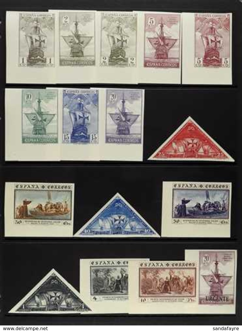 1930  Columbus Postage Set, Variety IMPERFORATE, Edifil 531s/46s, As SG 593/607, Scott 418/32, Never Hinged Mint (16 Sta - Other & Unclassified