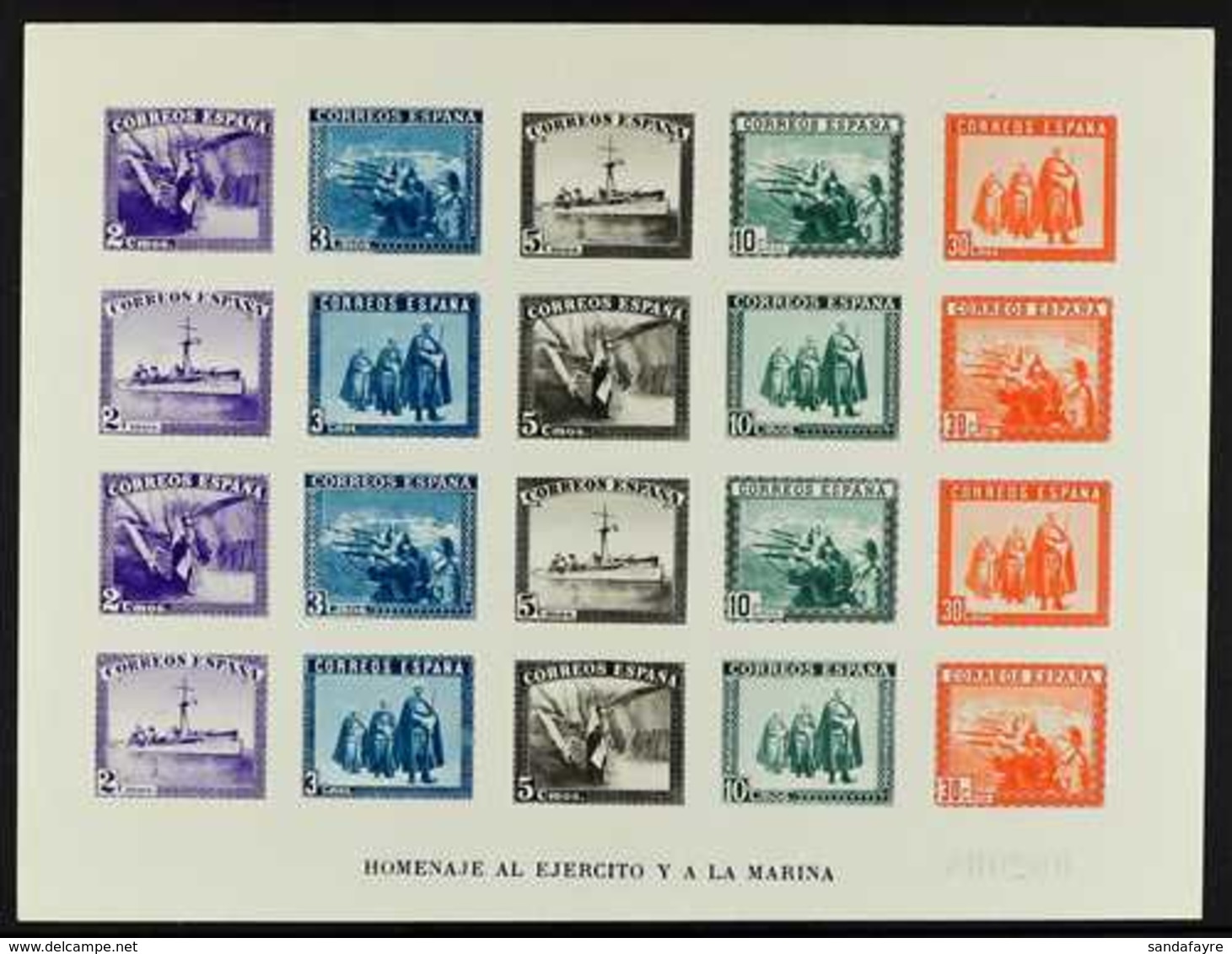 1938  Honouring The Army & Navy Miniature Sheet, Variety IMPERFORATE, Scott B108Ki, Edifil 850, SG MS925, Never Hinged M - Other & Unclassified