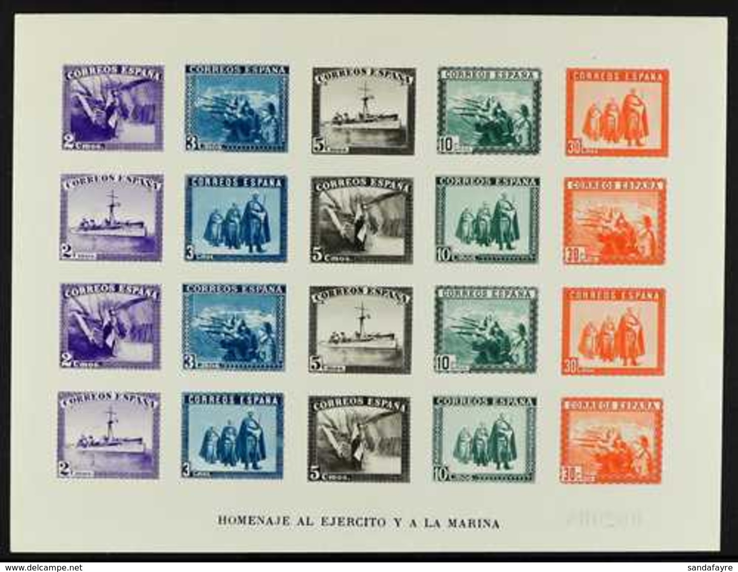 1938  Honouring The Army & Navy Miniature Sheet, Variety IMPERFORATE, Scott B108Ki, Edifil 850, SG MS925, Never Hinged M - Sonstige & Ohne Zuordnung