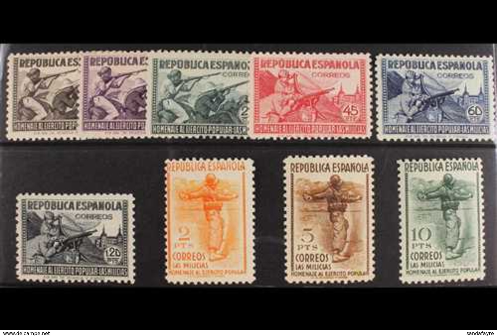 1938  Honouring The Militia Complete Set (Edifil 792/800, Scott 606/14, SG 861b/j), Very Fine Mint. Fresh And Attractive - Other & Unclassified