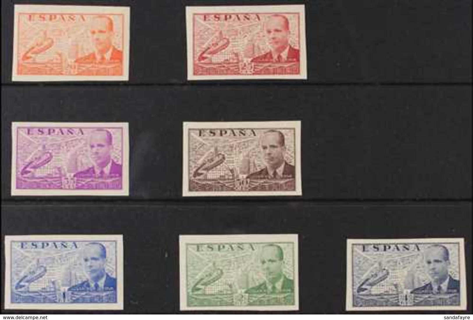 1939  Juan De La Cierva Air Post Set, Variety IMPERFORATE, As Scott C100/108, SG 941/47, Edifil 880s/86s, Never Hinged M - Other & Unclassified