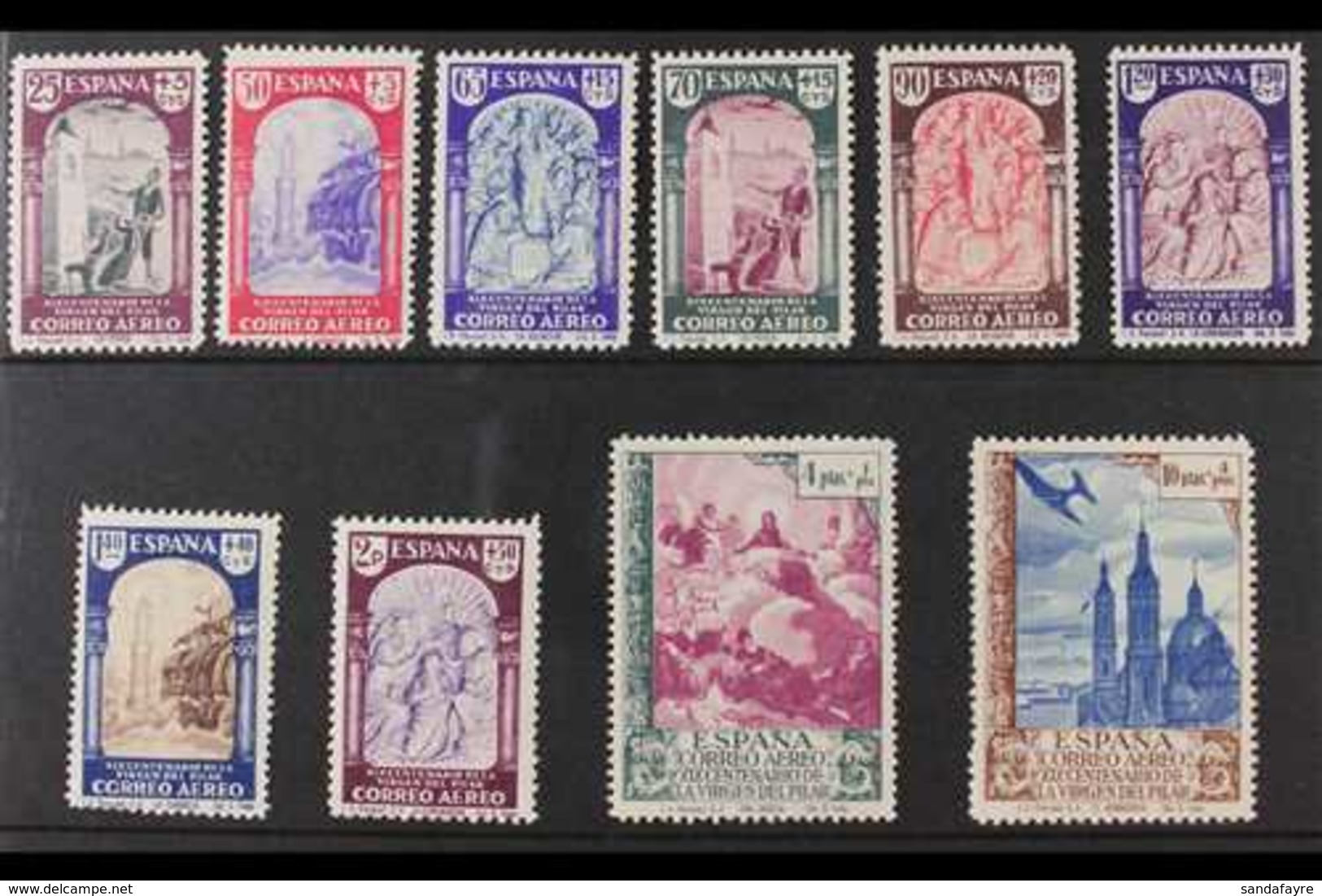 1940  AIR 19th Centenary Of The Pillar Virgin Complete Set (Edifil 904/13, Scott CB8/17), Very Fine Mint, Extremely Ligh - Sonstige & Ohne Zuordnung