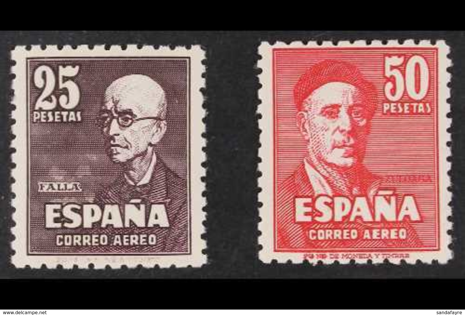 1947  AIR 25p Manuel De Falla And 50p Ignacio Zuloaga (Edifil 1015/16, Scott C123/24), SG 1083/84), Never Hinged Mint. L - Other & Unclassified