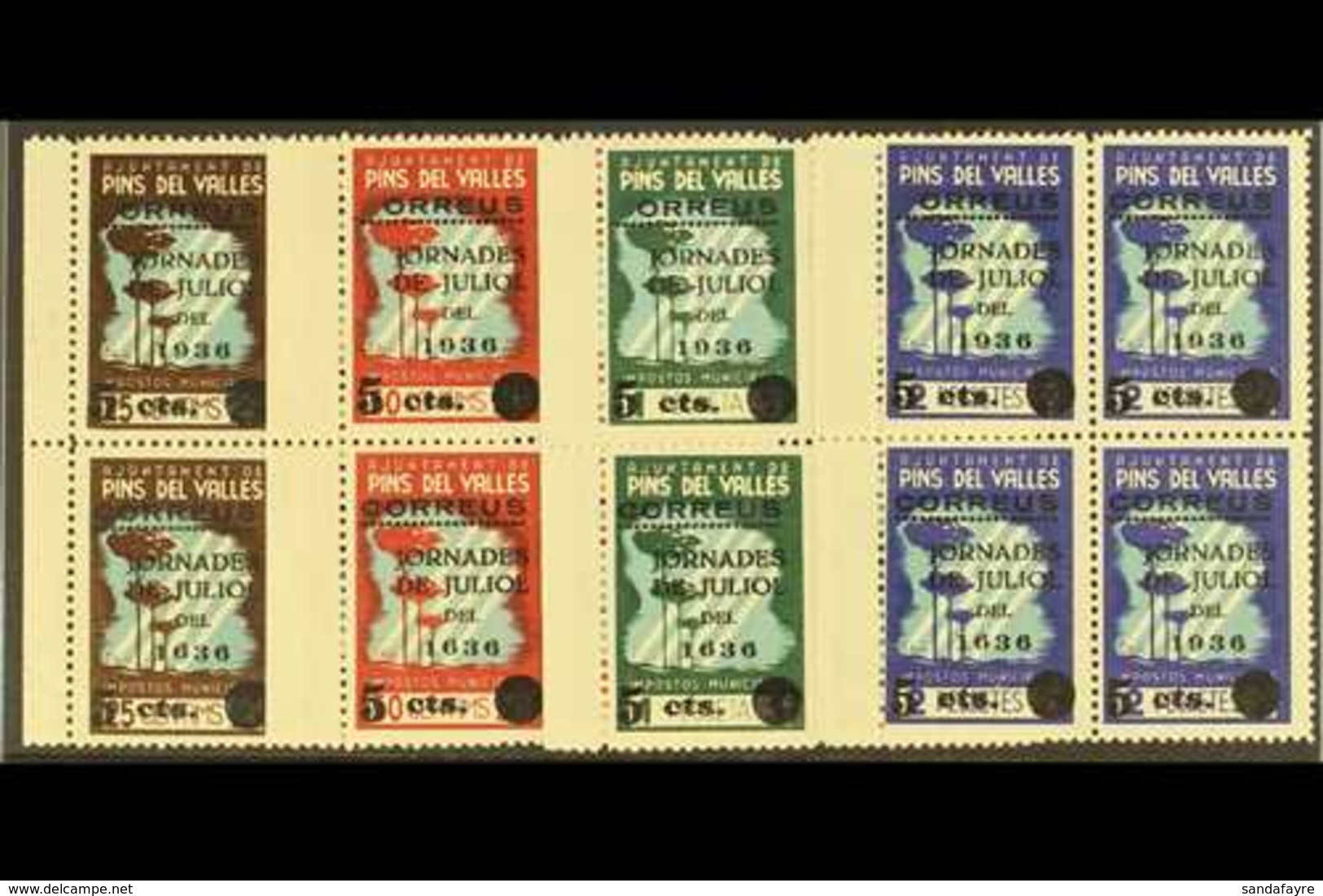 CIVIL WAR LOCALS  1936 "PINS DEL VALLES 1936" Overprints Complete Set Of Four, Galvez 604/607, As Superb Never Hinged Mi - Andere & Zonder Classificatie