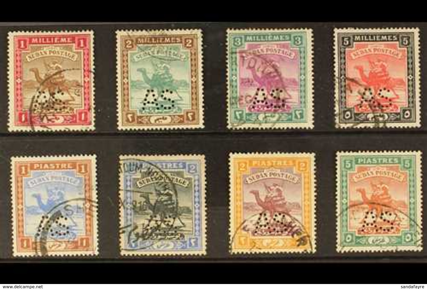 ARMY SERVICE STAMPS  1913-22 "AS" Punctured Set To 5p, SG A17/A24, Very Fine Used, Cat £130+ (8 Stamps) For More Images, - Sudan (...-1951)