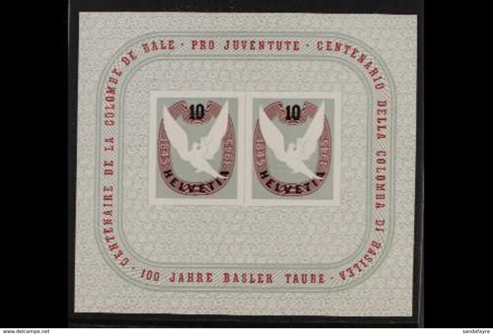 1945  Centenary Of Basel Stamp Mini-sheet (Michel Block 12, SG MS446b), Never Hinged Mint, Very Fresh. For More Images,  - Sonstige & Ohne Zuordnung