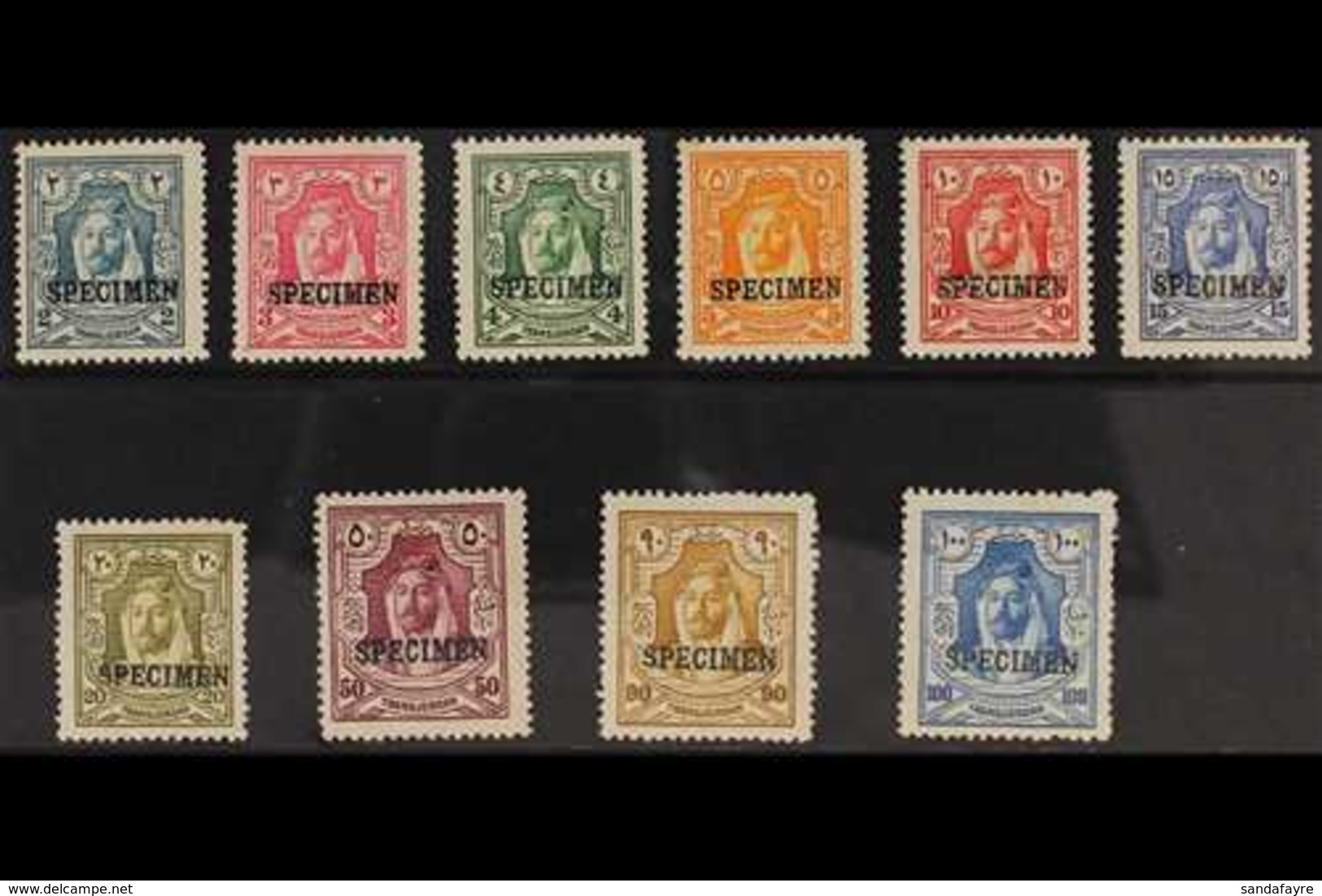 1927  Definitives Set To 100m Overprinted "SPECIMEN", SG 159s/68s, Very Fine Mint. (10 Stamps) For More Images, Please V - Jordan