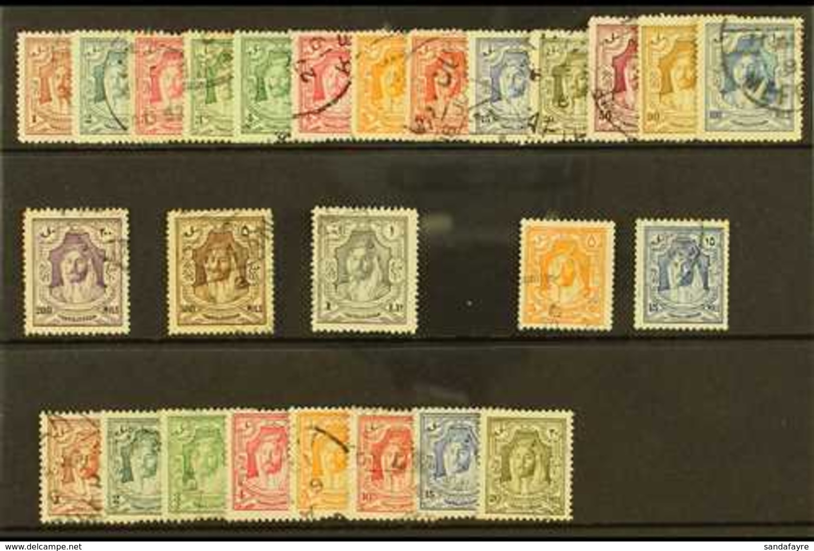 1930  Emir Set Re-engraved Complete Including All SG Listed Perf Types, SG 194b/207, Fine To Very Fine Used. (26 Stamps) - Jordanien